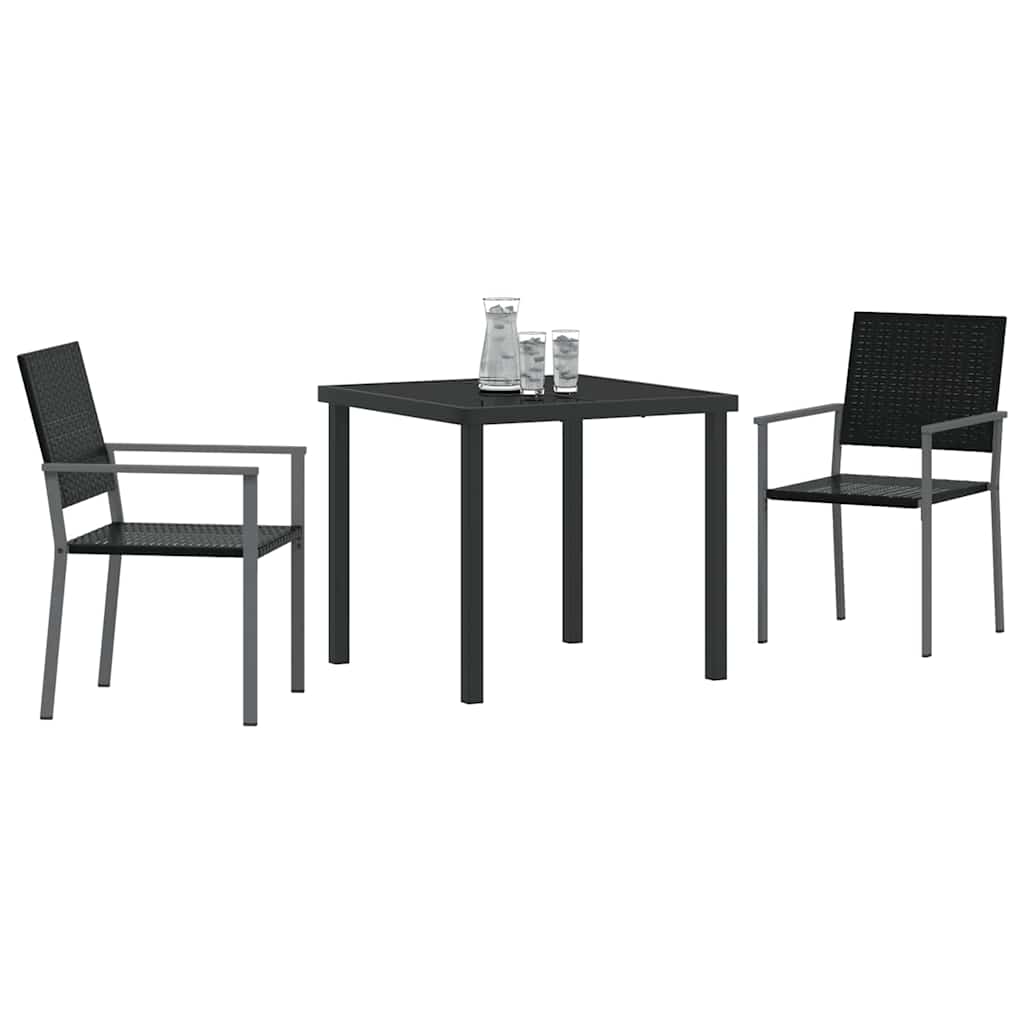 Hage Spisegruppe 3 pcs Svart PE Rattan
