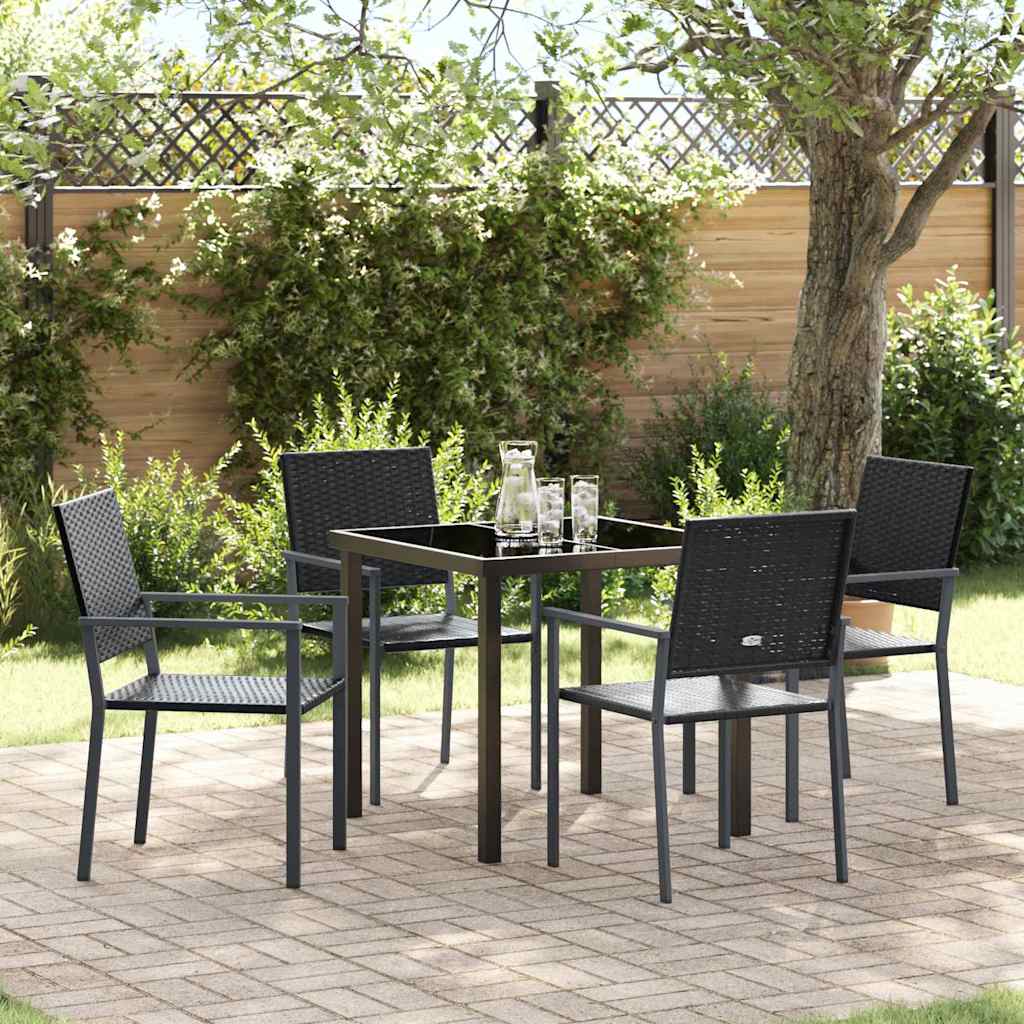 Hage Spisegruppe 5 pcs Svart PE Rattan
