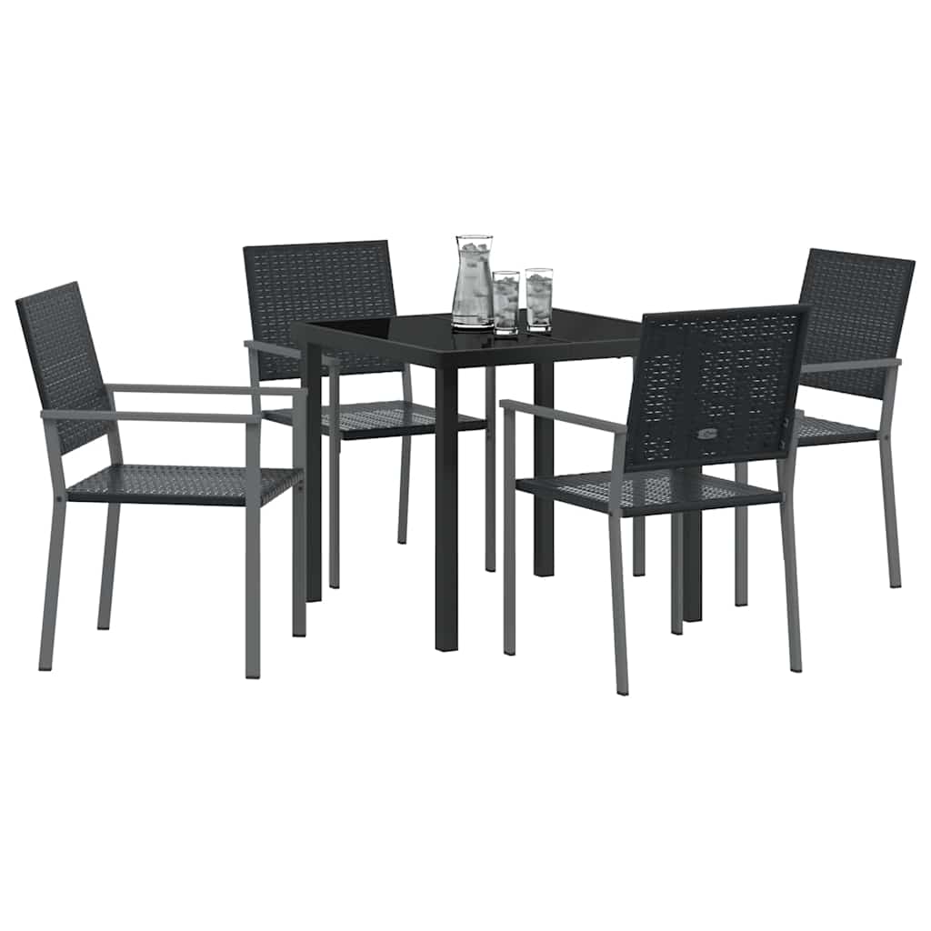 Hage Spisegruppe 5 pcs Svart PE Rattan