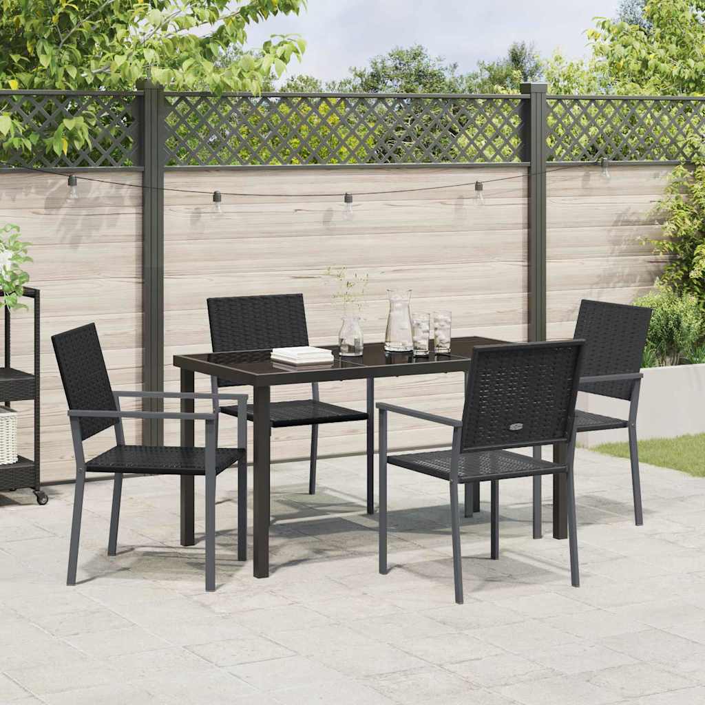 Hage Spisegruppe 5 pcs Svart PE Rattan