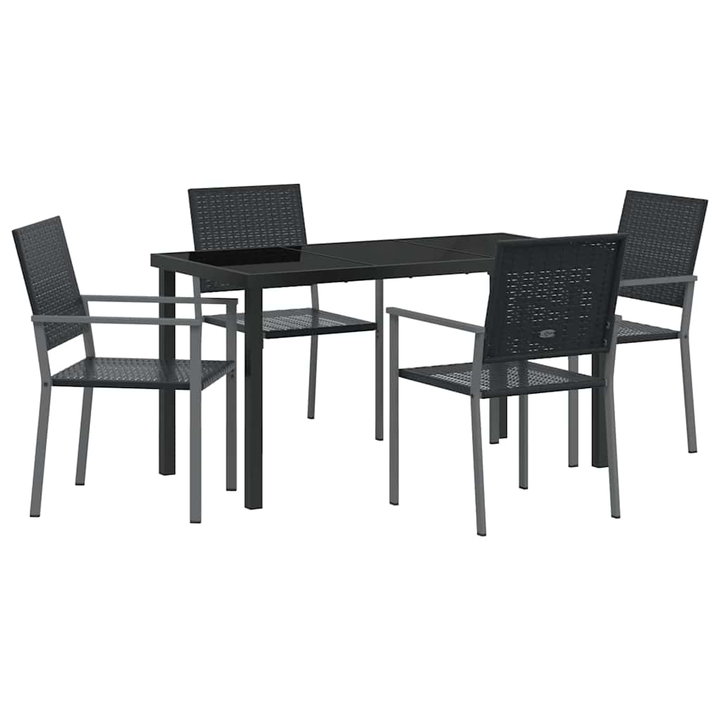 Hage Spisegruppe 5 pcs Svart PE Rattan