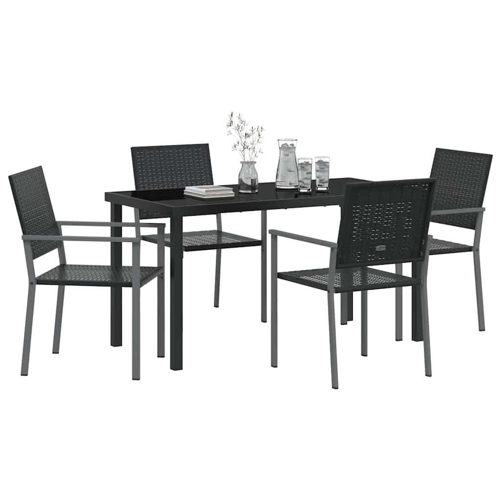 Hage Spisegruppe 5 pcs Svart PE Rattan