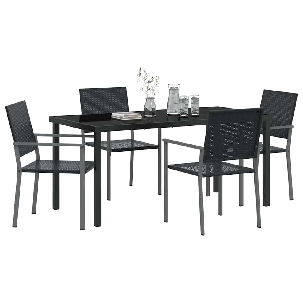 Hage Spisegruppe 5 pcs Svart PE Rattan