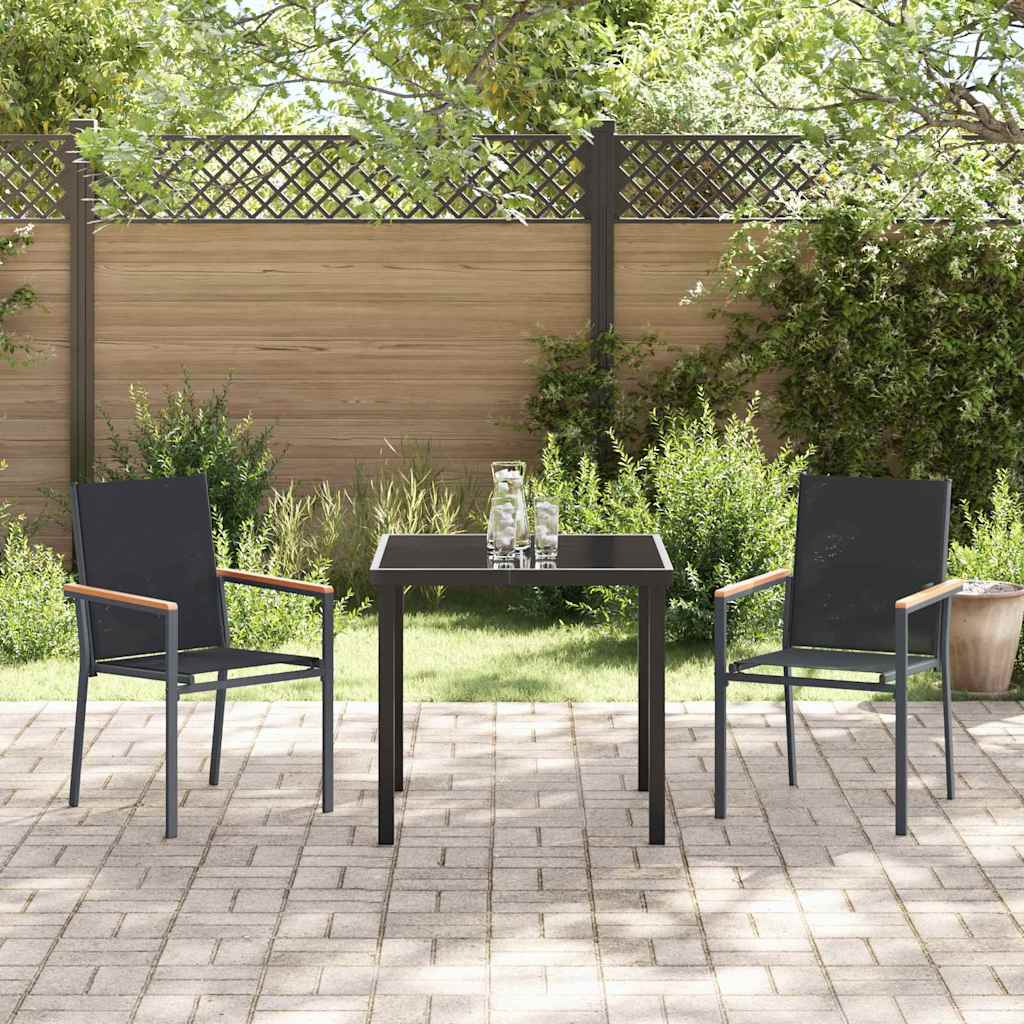 Hage Spisegruppe 3 pcs Svart Pulverlakkert stål