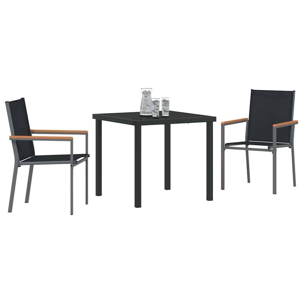 Hage Spisegruppe 3 pcs Svart Pulverlakkert stål