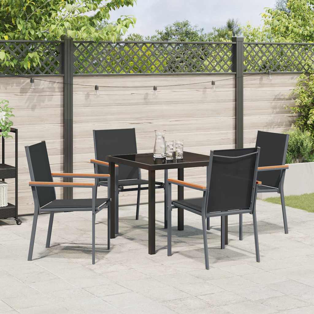 Hage Spisegruppe 5 pcs Svart Pulverlakkert stål