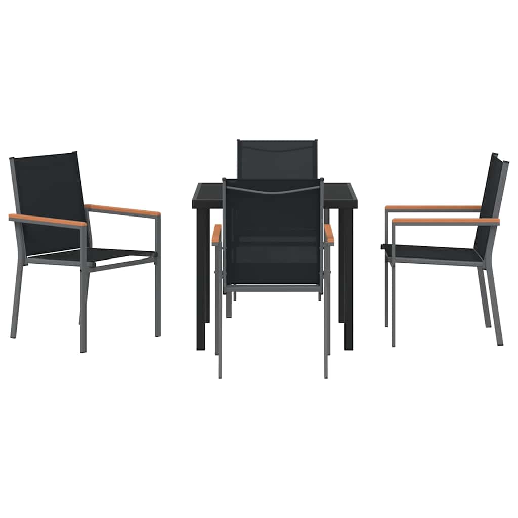 Hage Spisegruppe 5 pcs Svart Pulverlakkert stål