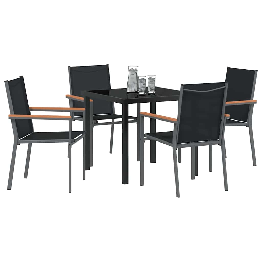 Hage Spisegruppe 5 pcs Svart Pulverlakkert stål