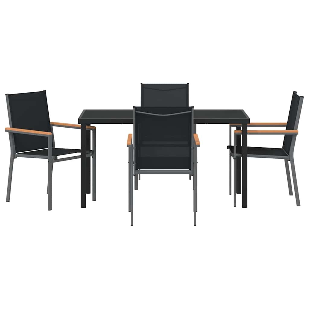 Hage Spisegruppe 5 pcs Svart Pulverlakkert stål