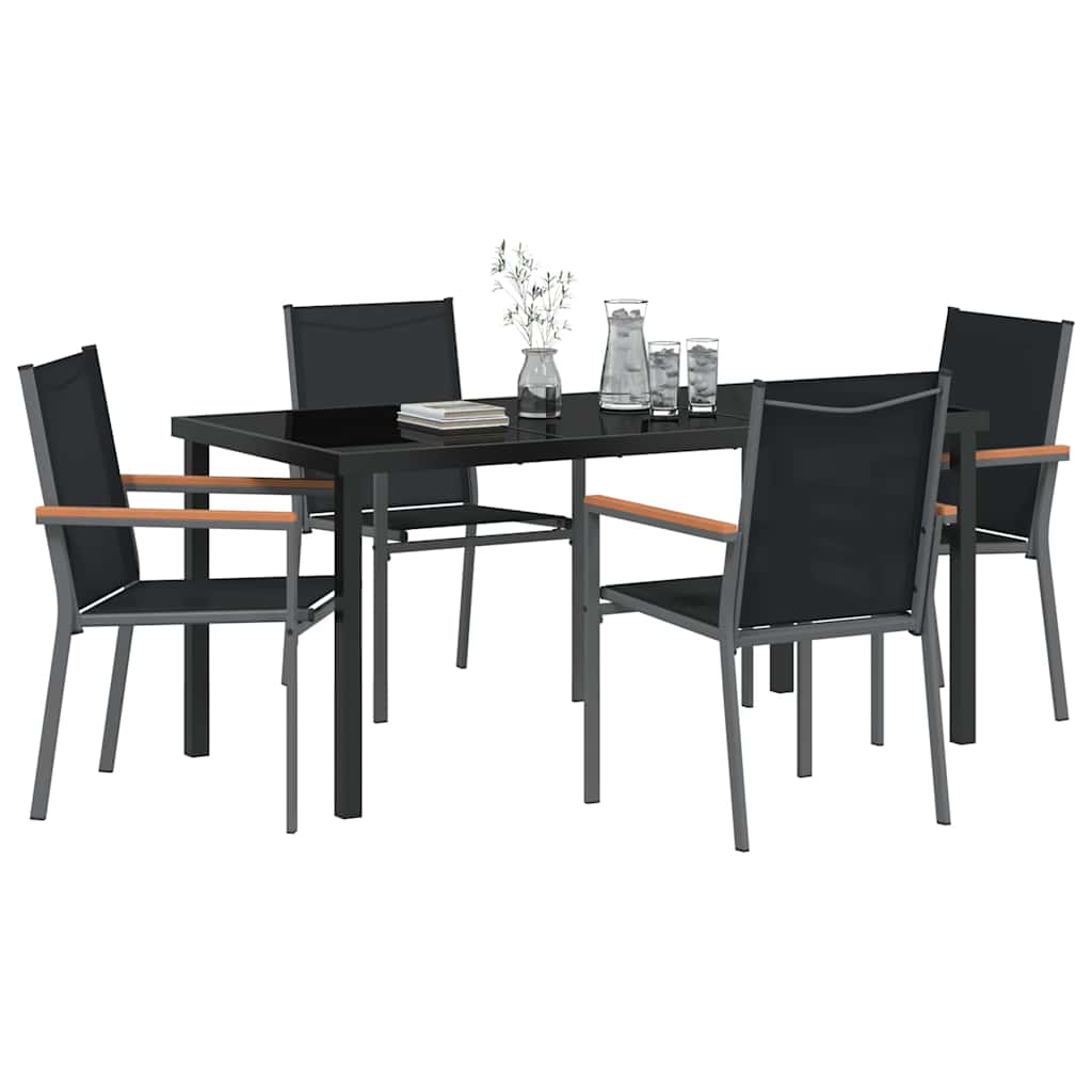 Hage Spisegruppe 5 pcs Svart Pulverlakkert stål