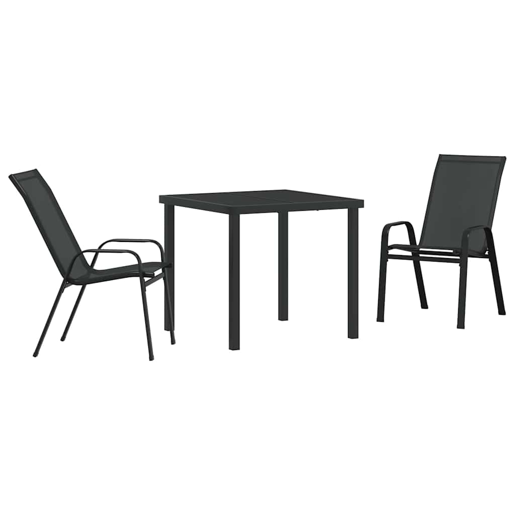 Hage Spisegruppe 3 pcs Svart Pulverlakkert stål