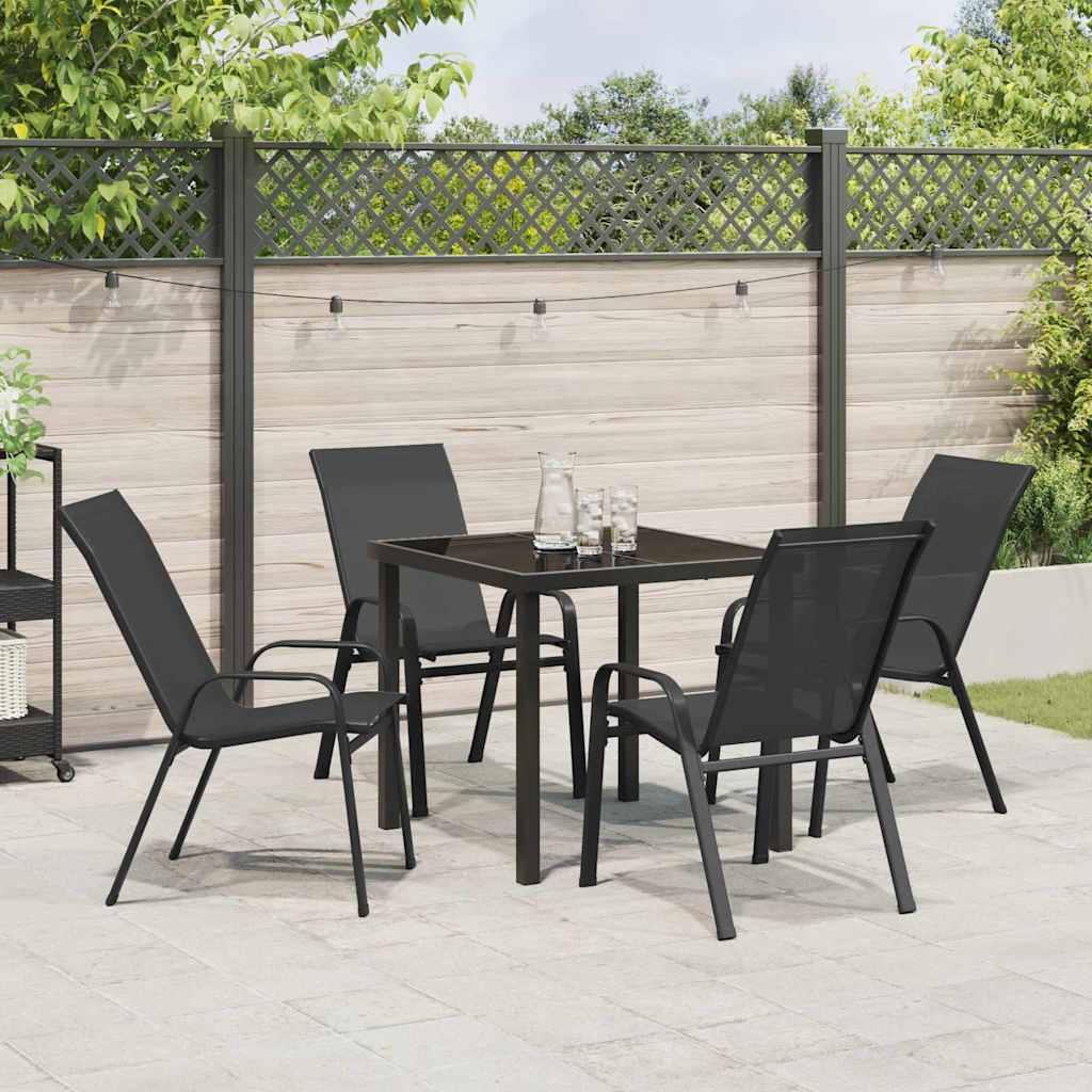 Hage Spisegruppe 5 pcs Svart Pulverlakkert stål