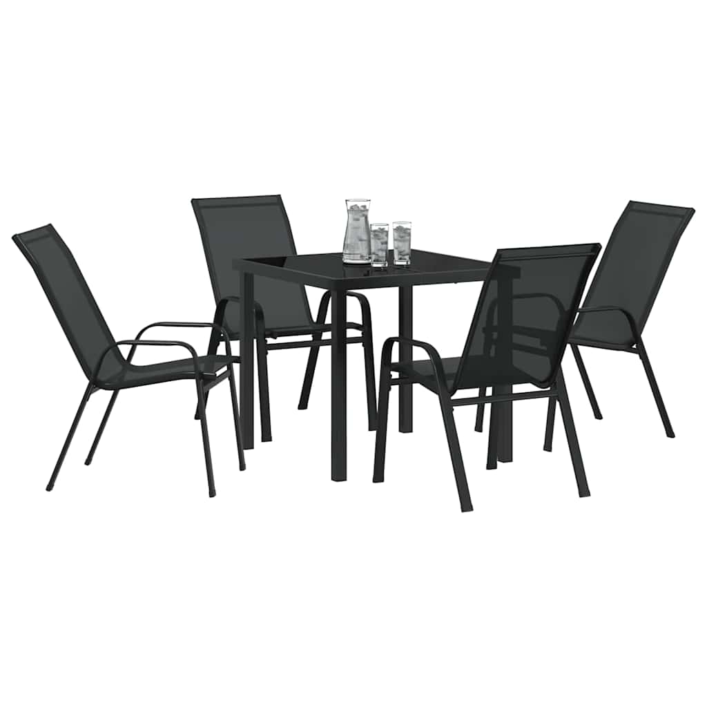 Hage Spisegruppe 5 pcs Svart Pulverlakkert stål