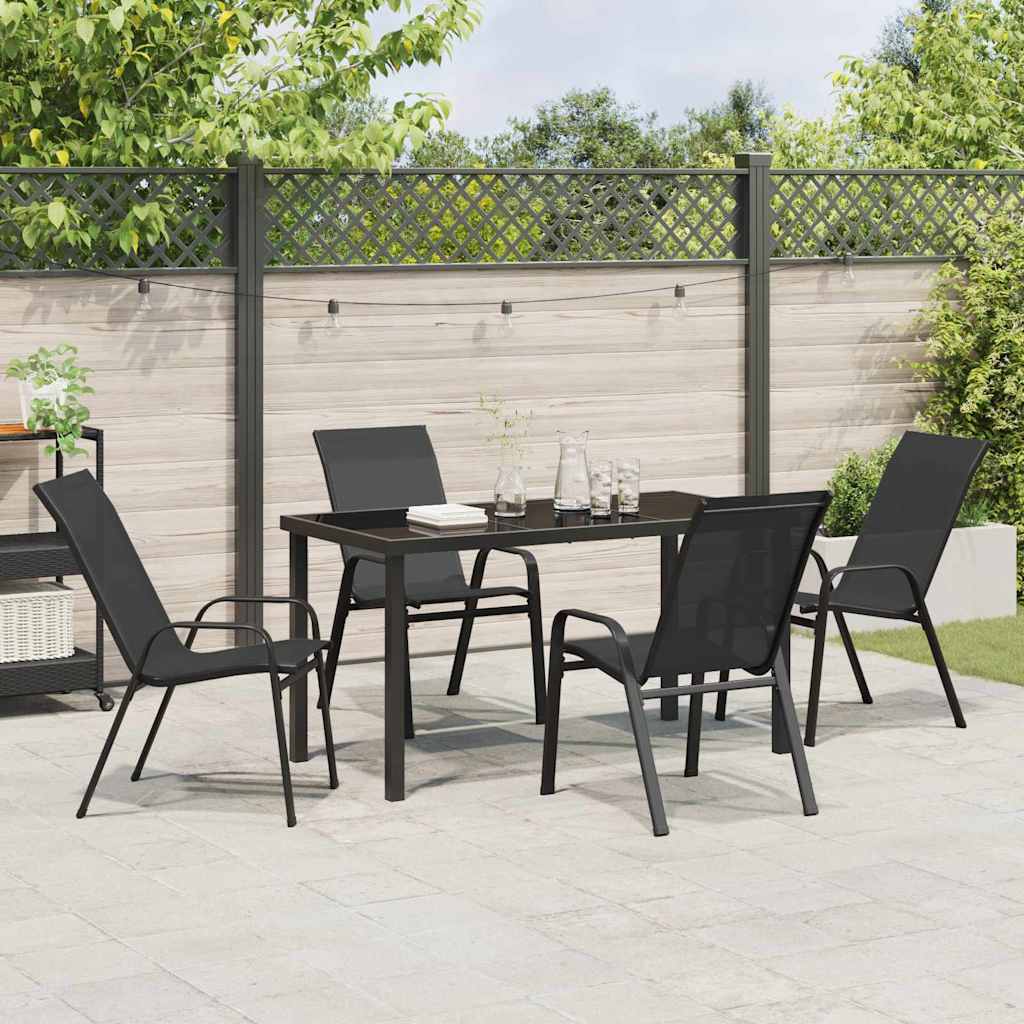 Hage Spisegruppe 5 pcs Svart Pulverlakkert stål