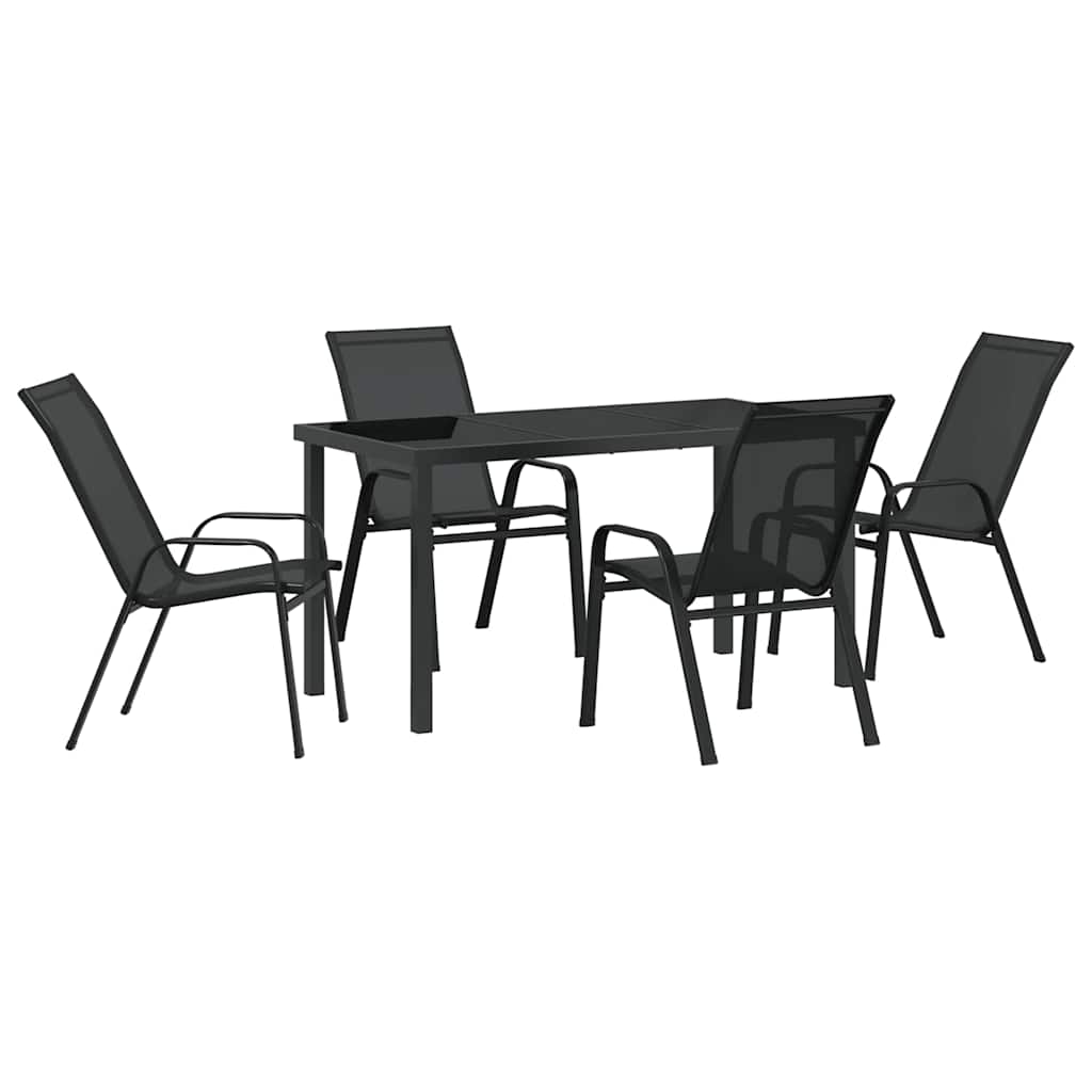 Hage Spisegruppe 5 pcs Svart Pulverlakkert stål