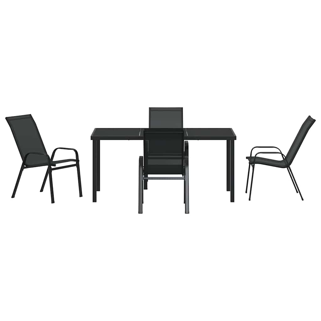 Hage Spisegruppe 5 pcs Svart Pulverlakkert stål