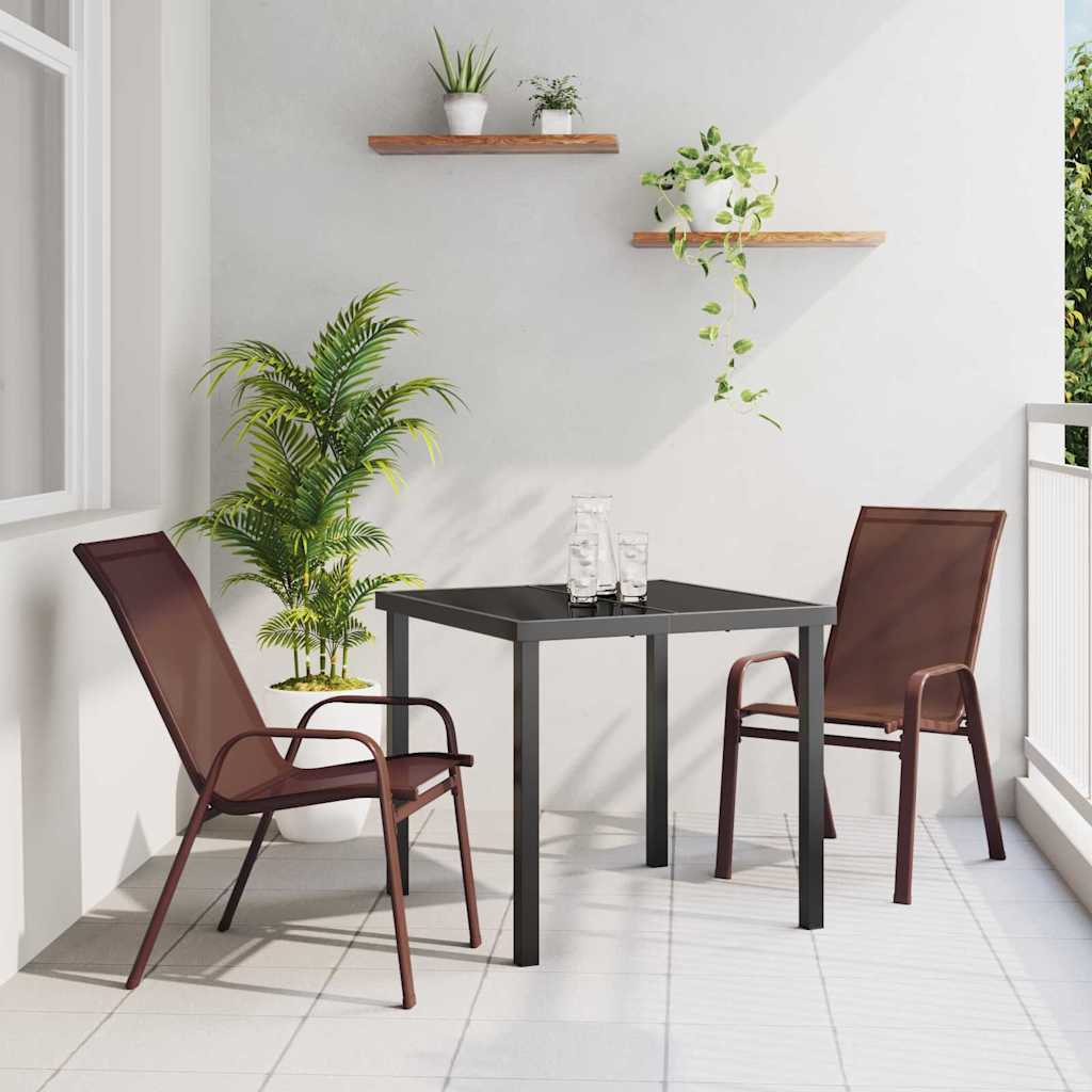 Hage Spisegruppe 3 pcs Brun og svart Pulverlakkert stål