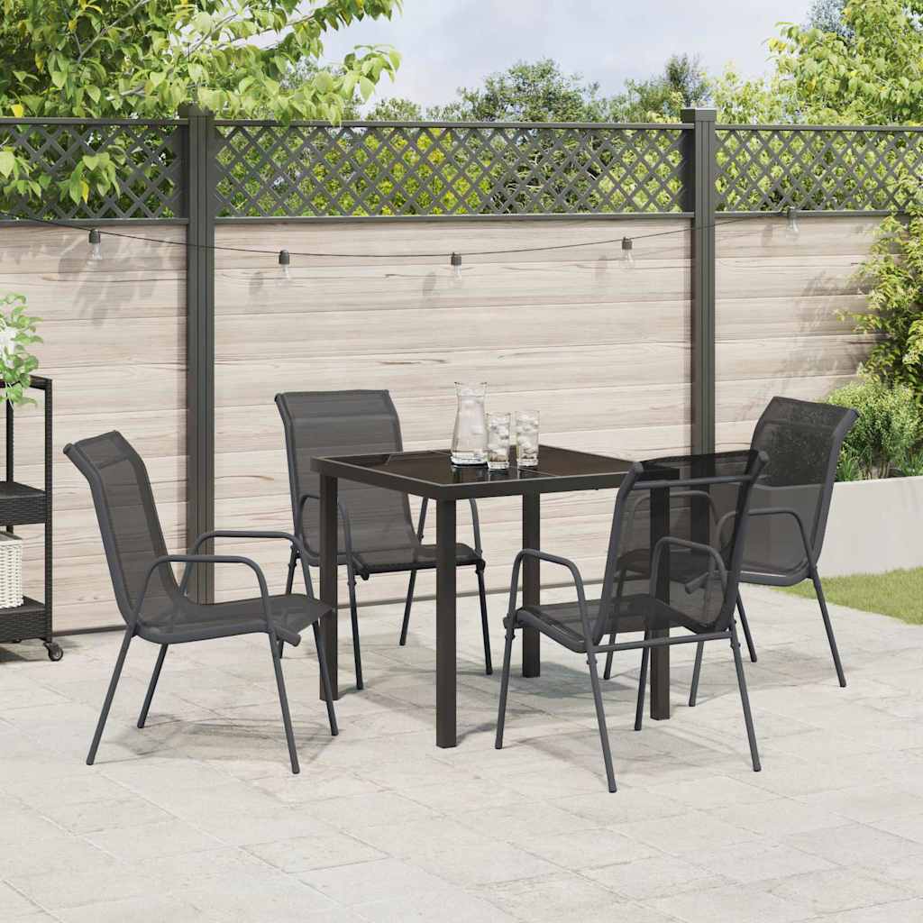 Hage Spisegruppe 5 pcs Svart Pulverlakkert stål