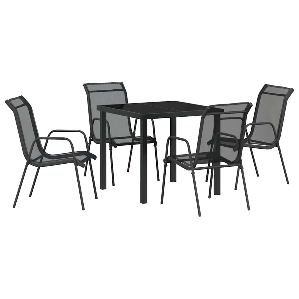 Hage Spisegruppe 5 pcs Svart Pulverlakkert stål