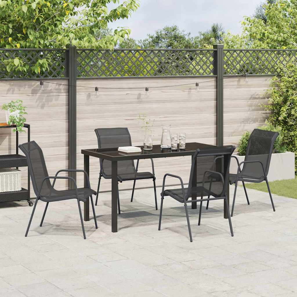 Hage Spisegruppe 5 pcs Svart Pulverlakkert stål