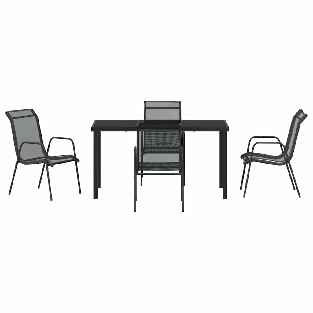 Hage Spisegruppe 5 pcs Svart Pulverlakkert stål