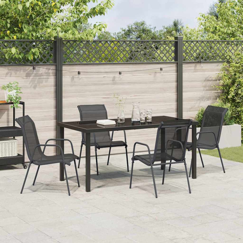 Hage Spisegruppe 5 pcs Svart Pulverlakkert stål