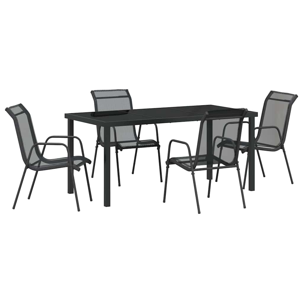 Hage Spisegruppe 5 pcs Svart Pulverlakkert stål