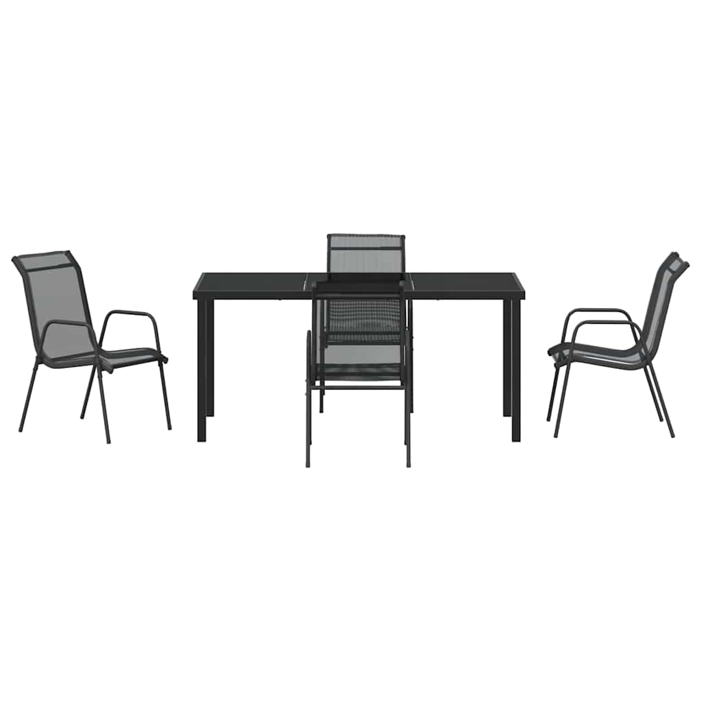 Hage Spisegruppe 5 pcs Svart Pulverlakkert stål