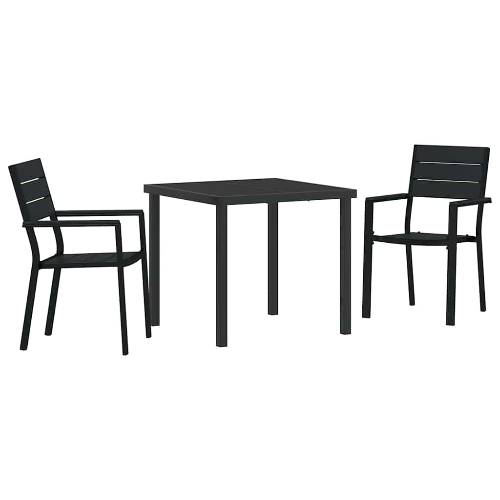 Hage Spisegruppe 3 pcs Svart Pulverlakkert stål