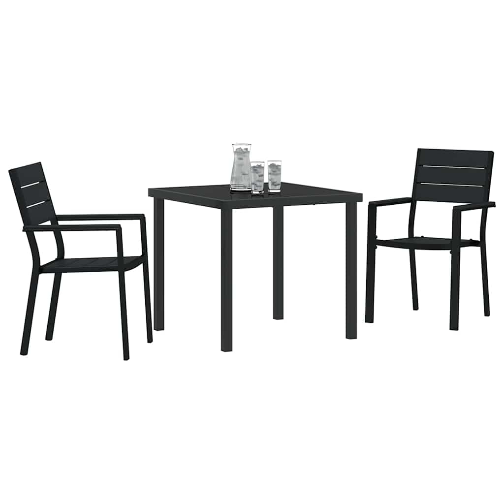 Hage Spisegruppe 3 pcs Svart Pulverlakkert stål