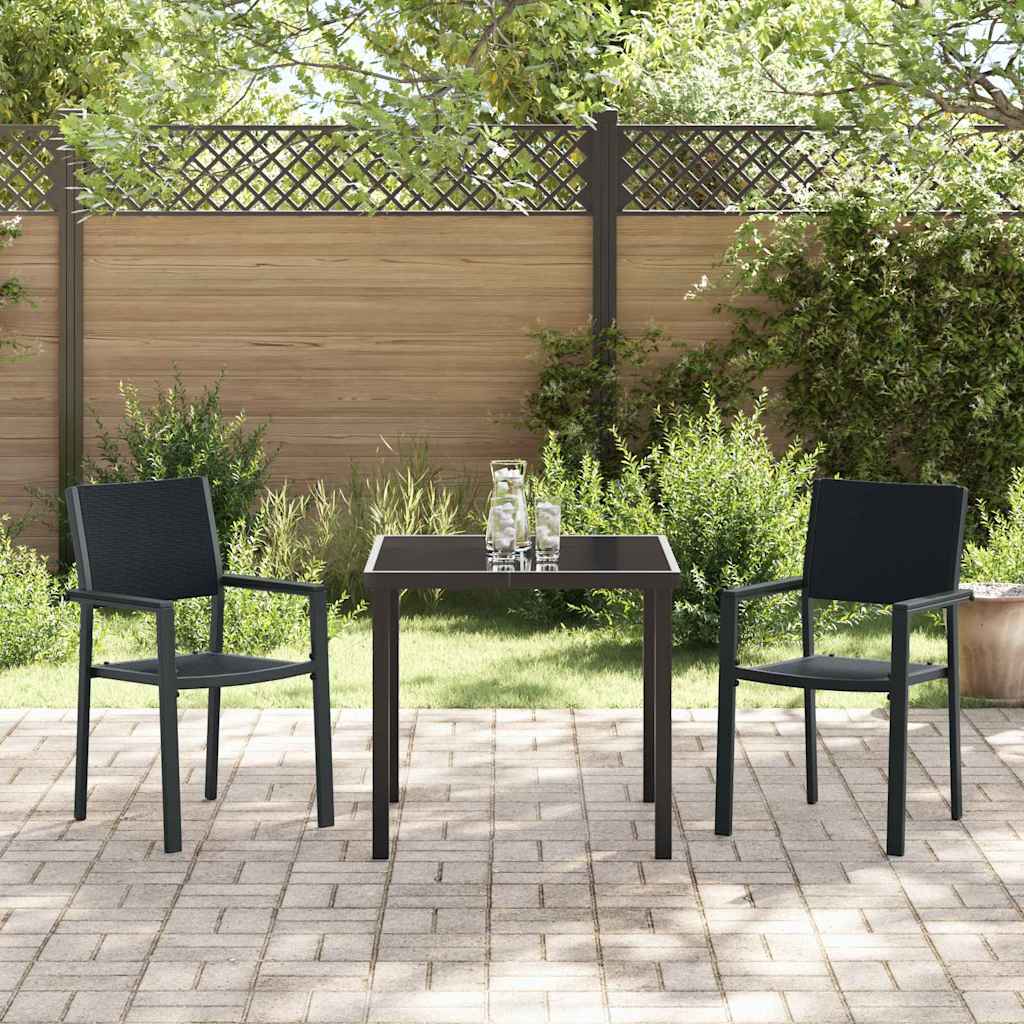 Hage Spisegruppe 3 pcs Svart Pulverlakkert stål
