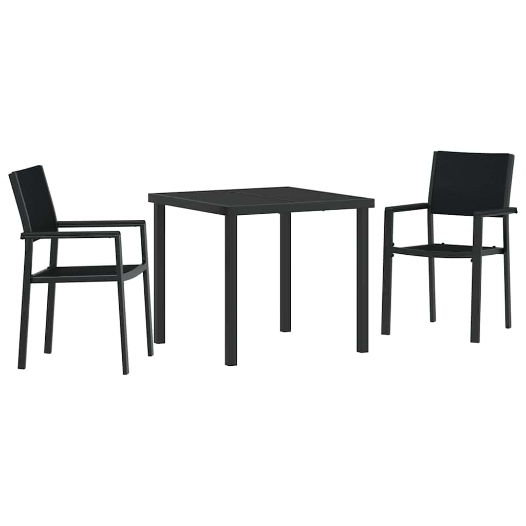 Hage Spisegruppe 3 pcs Svart Pulverlakkert stål
