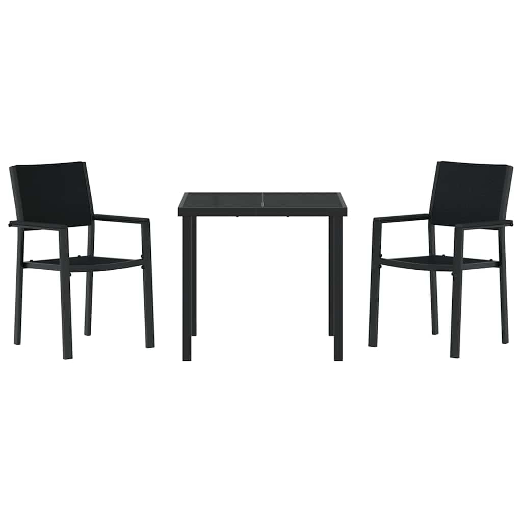 Hage Spisegruppe 3 pcs Svart Pulverlakkert stål