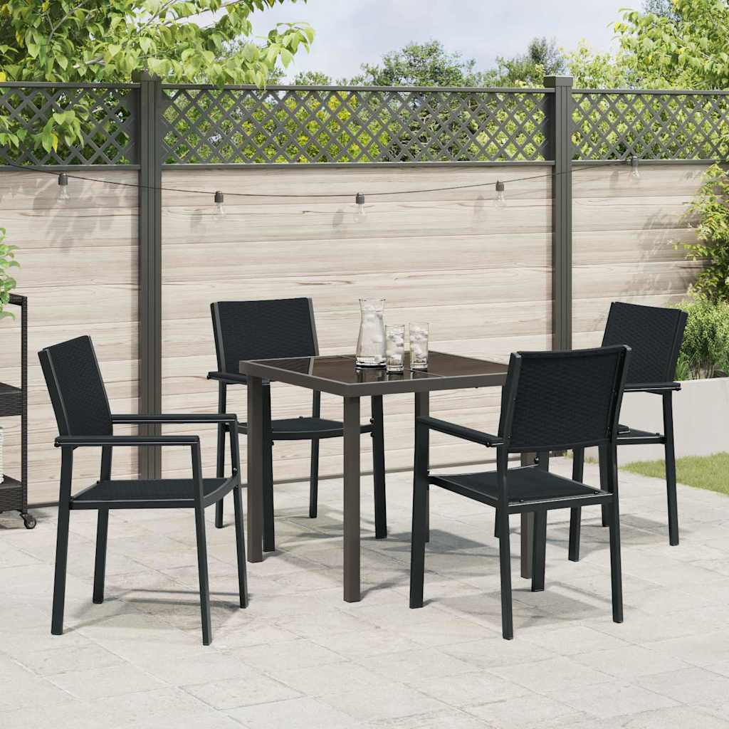Hage Spisegruppe 5 pcs Svart Pulverlakkert stål
