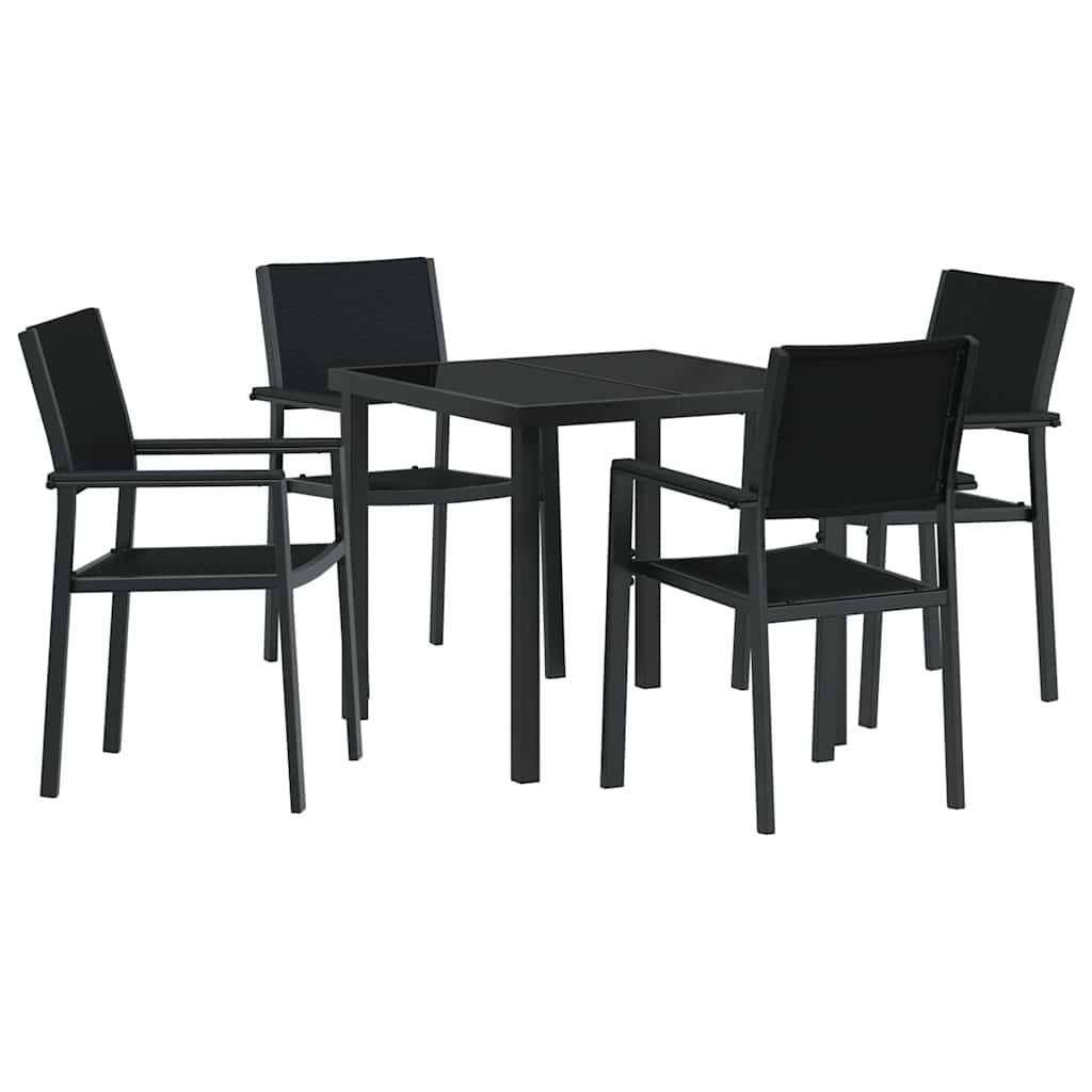 Hage Spisegruppe 5 pcs Svart Pulverlakkert stål