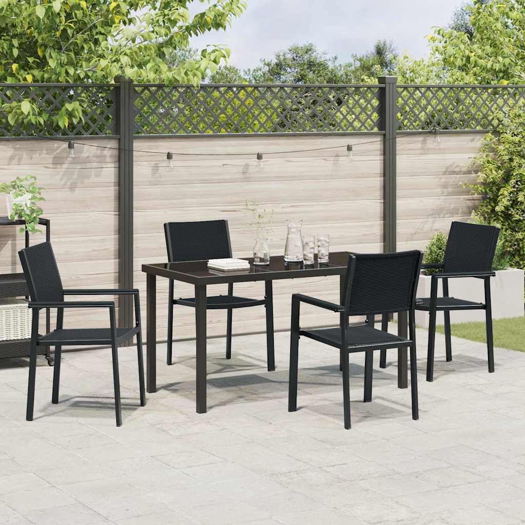 Hage Spisegruppe 5 pcs Svart Pulverlakkert stål