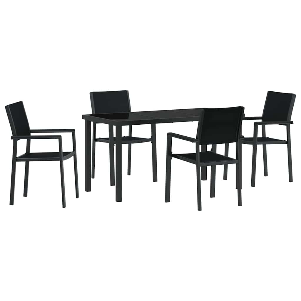 Hage Spisegruppe 5 pcs Svart Pulverlakkert stål