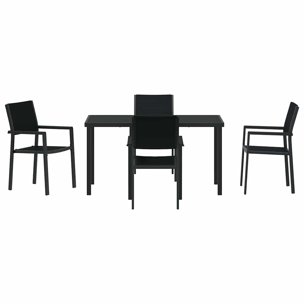 Hage Spisegruppe 5 pcs Svart Pulverlakkert stål