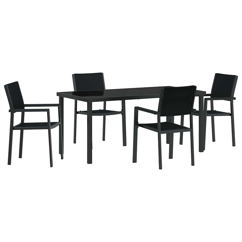 Hage Spisegruppe 5 pcs Svart Pulverlakkert stål