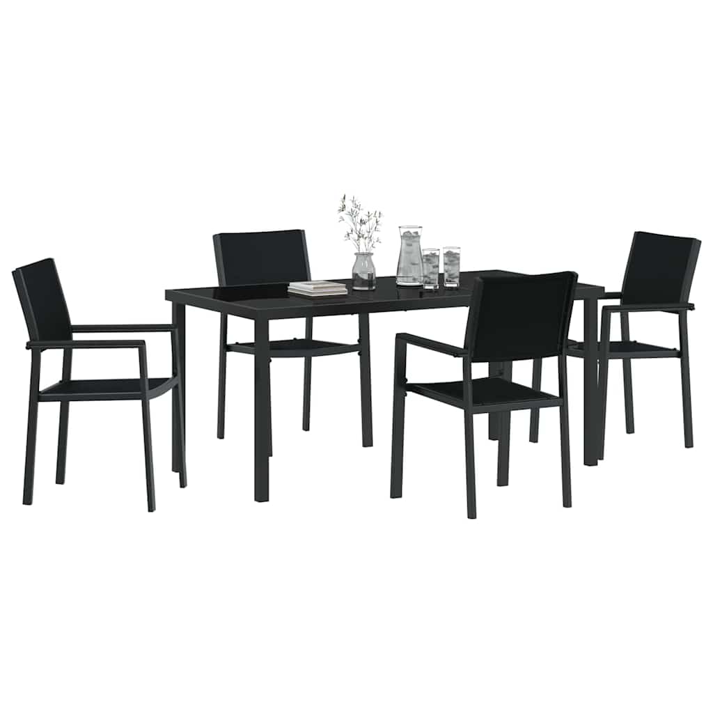 Hage Spisegruppe 5 pcs Svart Pulverlakkert stål