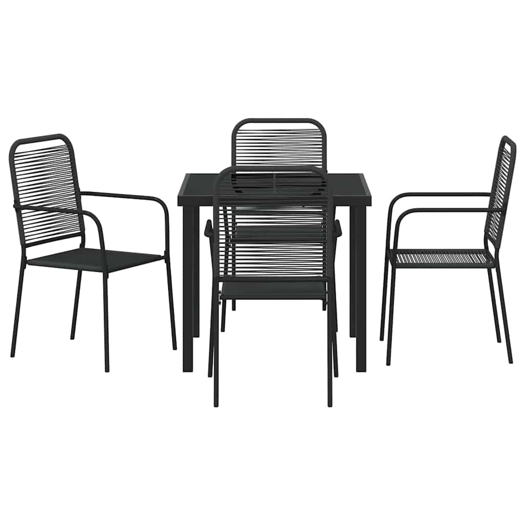 Hage Spisegruppe 5 pcs Svart Pulverlakkert stål