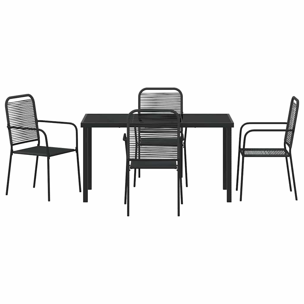 Hage Spisegruppe 5 pcs Svart Pulverlakkert stål