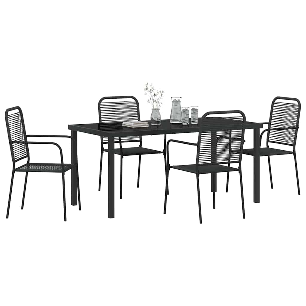 Hage Spisegruppe 5 pcs Svart Pulverlakkert stål