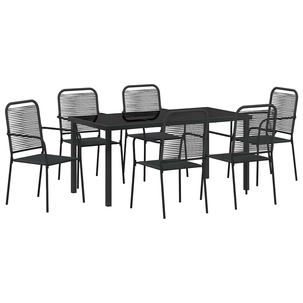Hage Spisegruppe 7 pcs Svart Pulverlakkert stål