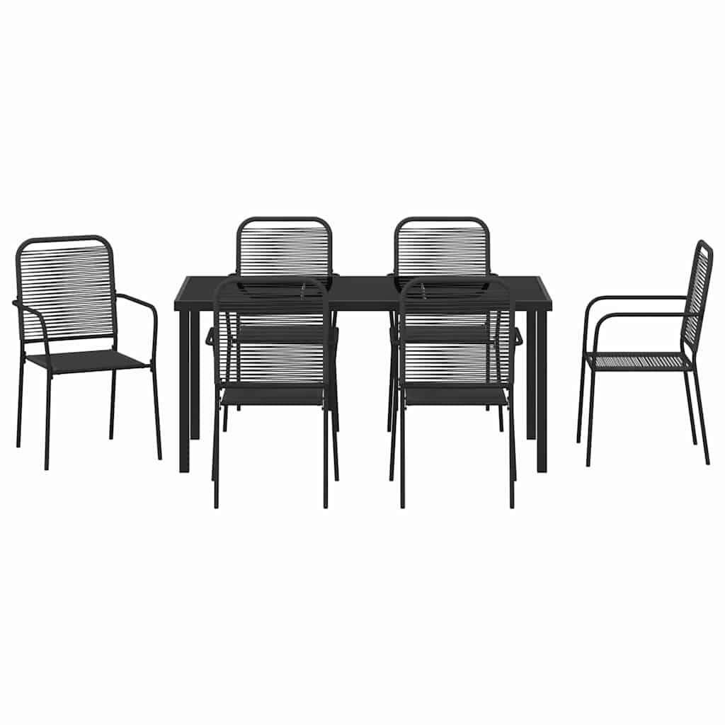 Hage Spisegruppe 7 pcs Svart Pulverlakkert stål
