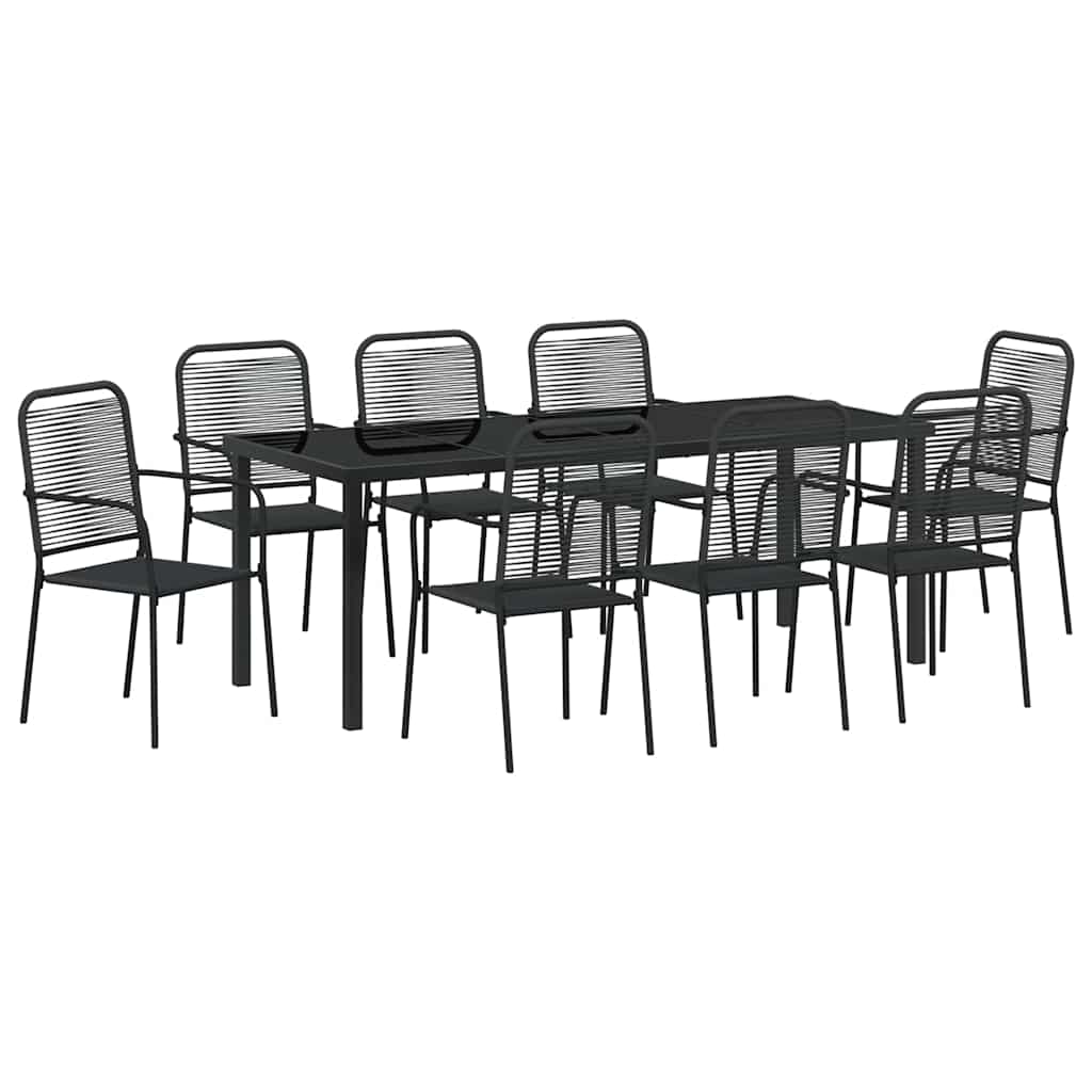 Hage Spisegruppe 9 pcs Svart Pulverlakkert stål