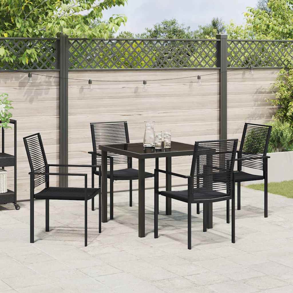Hage Spisegruppe 5 pcs Svart Pulverlakkert stål