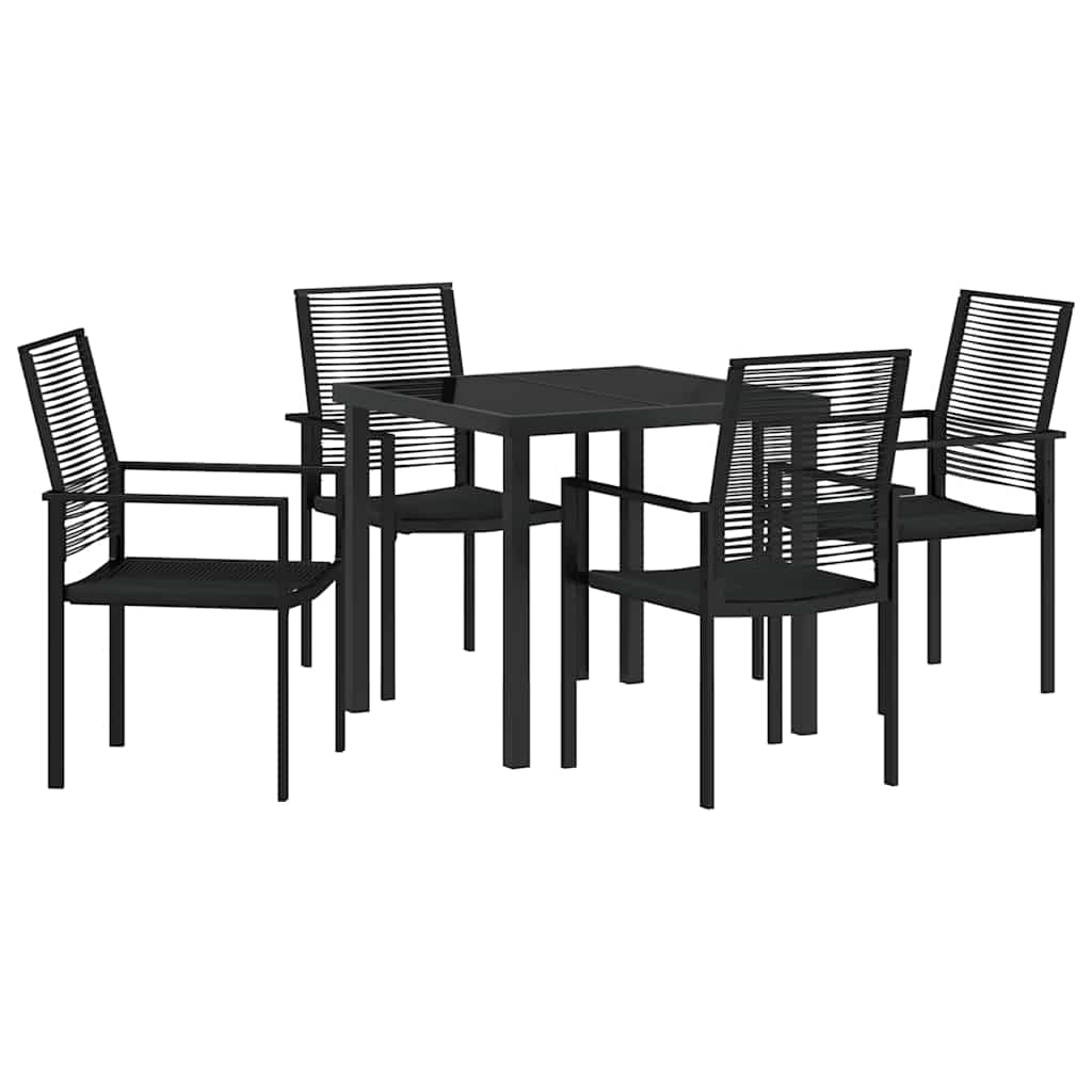 Hage Spisegruppe 5 pcs Svart Pulverlakkert stål