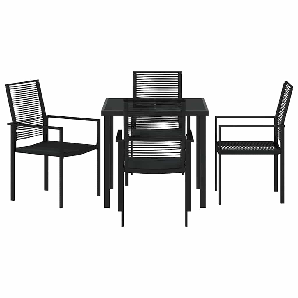 Hage Spisegruppe 5 pcs Svart Pulverlakkert stål