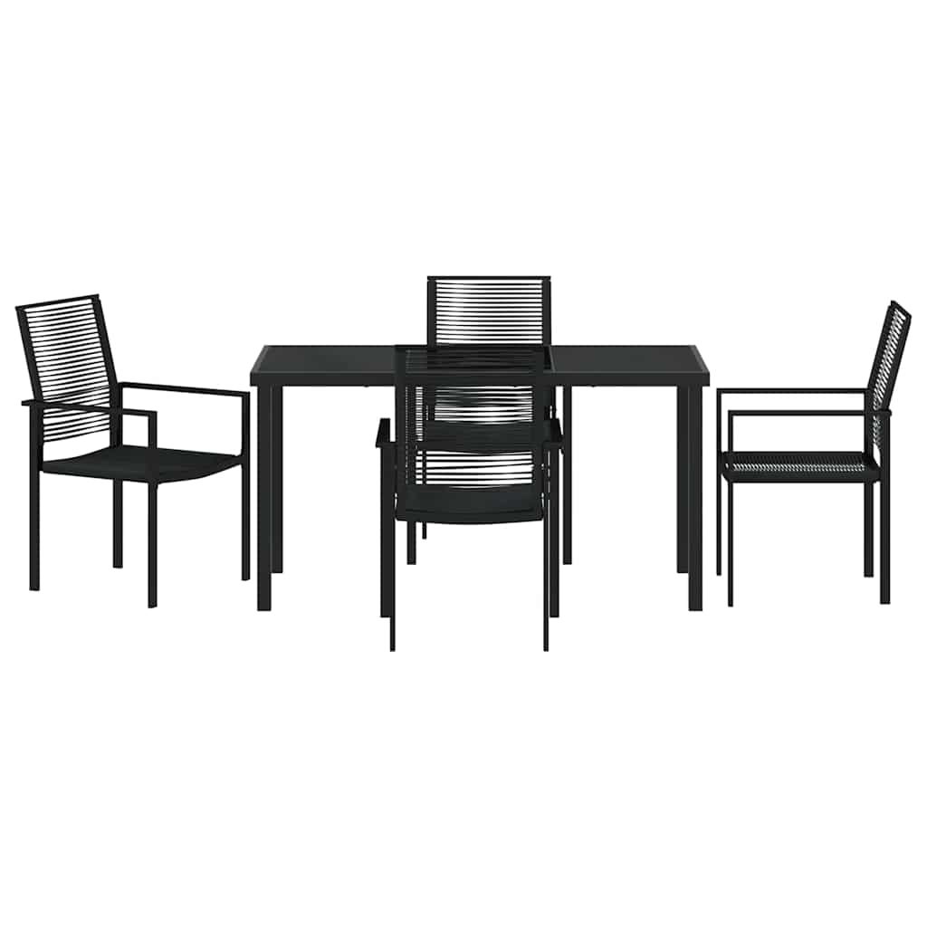 Hage Spisegruppe 5 pcs Svart Pulverlakkert stål